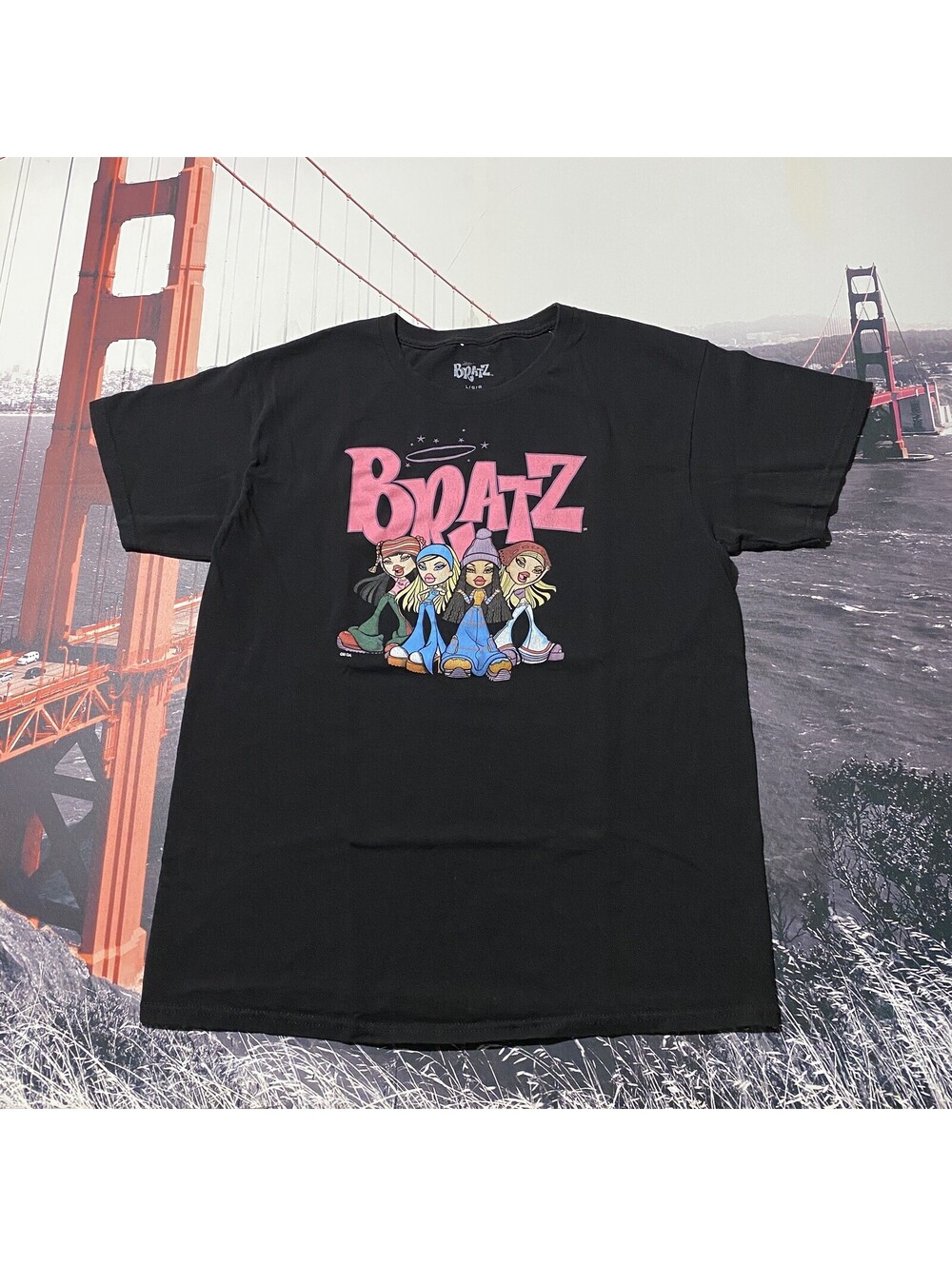 Bratz Dolls Graphic T Shirt Size Large Black Yasmin Jade Cloe Sasha Y2K Tee